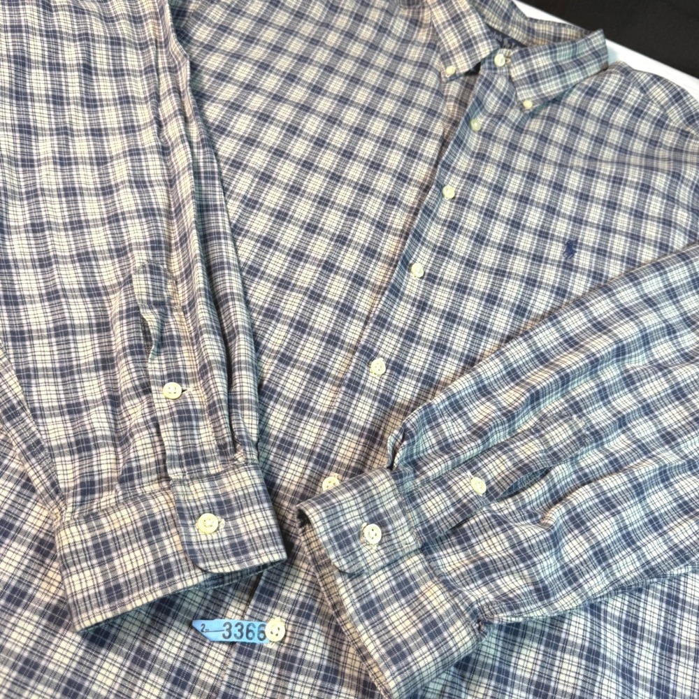 Ralph Lauren Button Down Mens XXL Blue Plaid Greggor Long Sleeve Shirt EUC - Picture 1 of 14